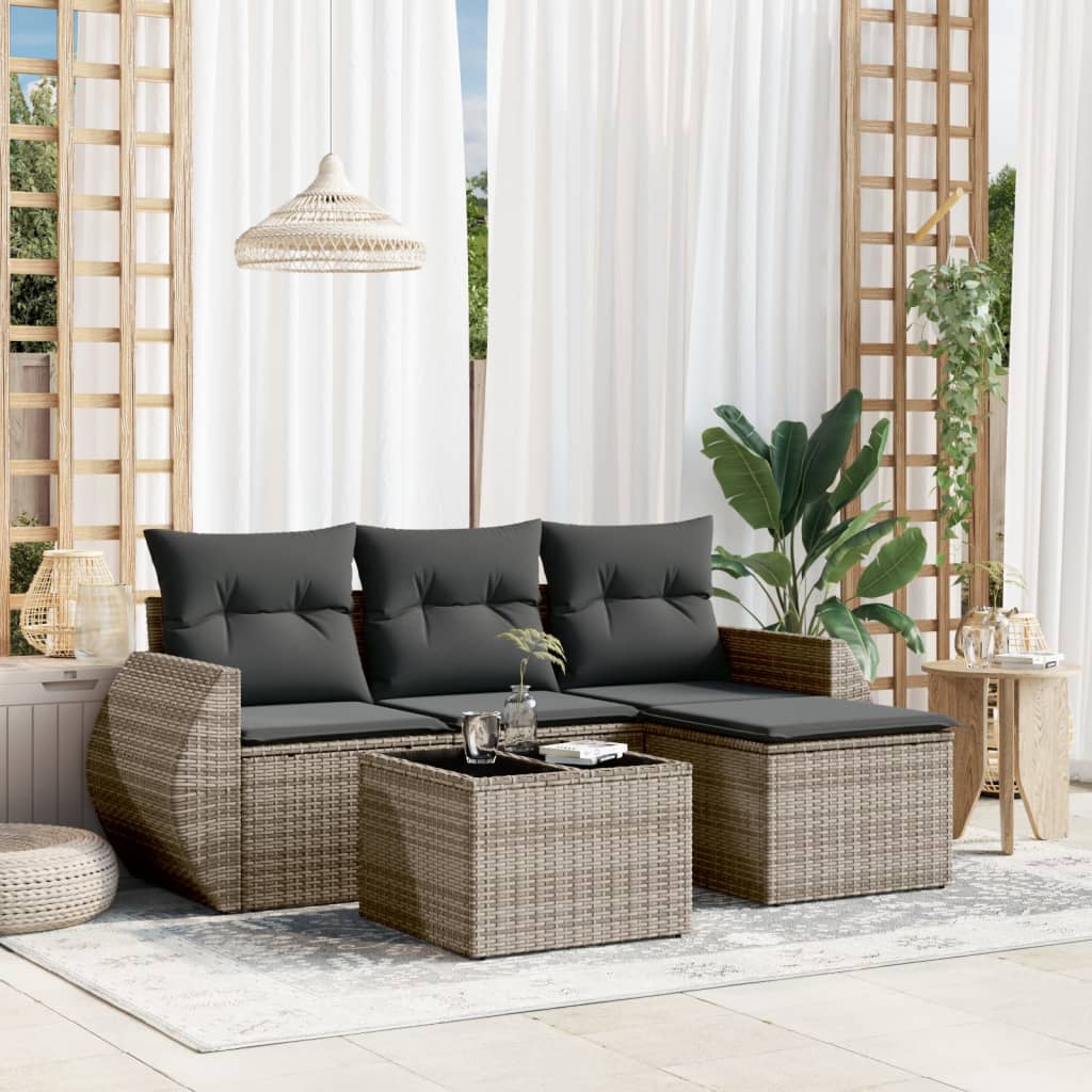Set Mobilier De Grădină Cu Perne, 4 Piese, , Poliratan