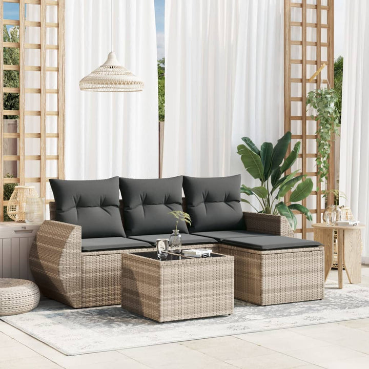 Set Mobilier De Grădină Cu Perne, 4 Piese, , Poliratan