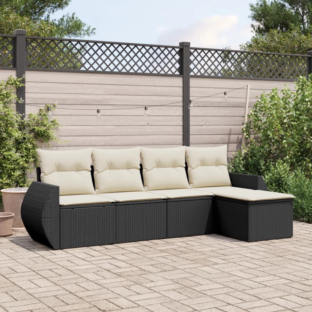 Set Mobilier De Grădină Cu Perne, 5 Piese, , Poliratan