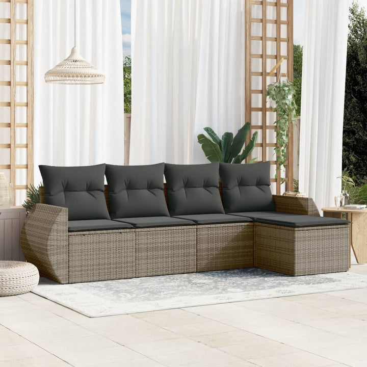 Set Mobilier De Grădină Cu Perne, 5 Piese, , Poliratan