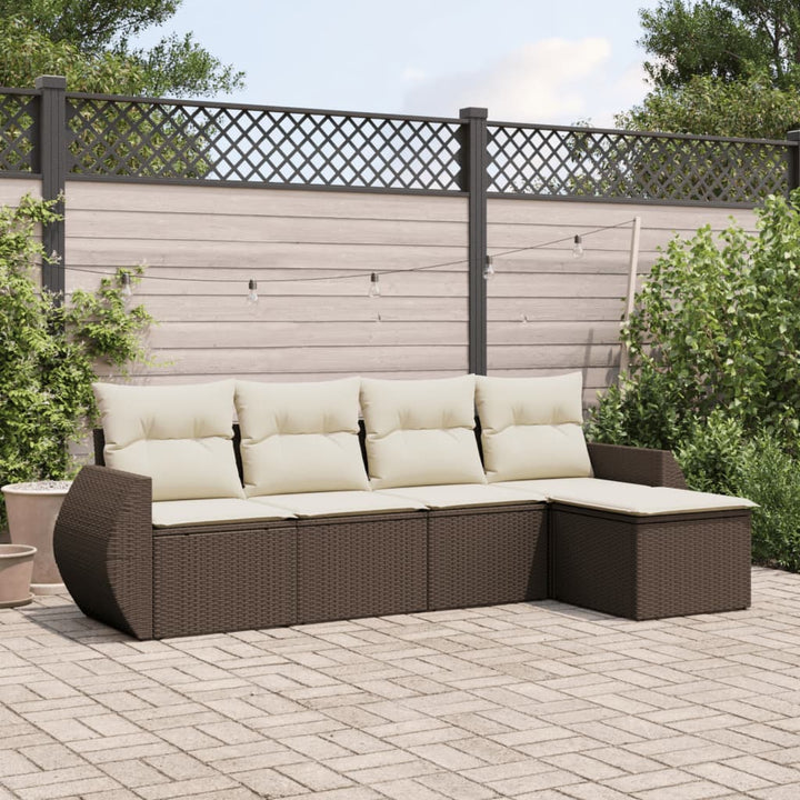 Set Mobilier De Grădină Cu Perne, 5 Piese, , Poliratan
