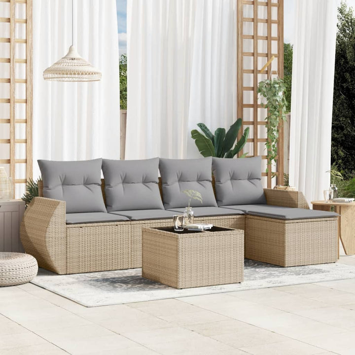 Set Mobilier De Grădină Cu Perne, 5 Piese, , Poliratan