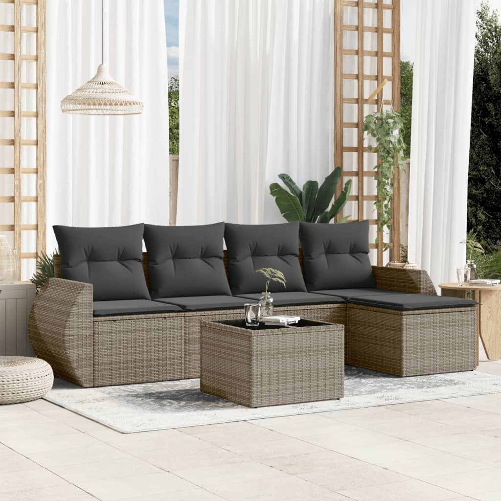 Set Mobilier De Grădină Cu Perne, 5 Piese, , Poliratan