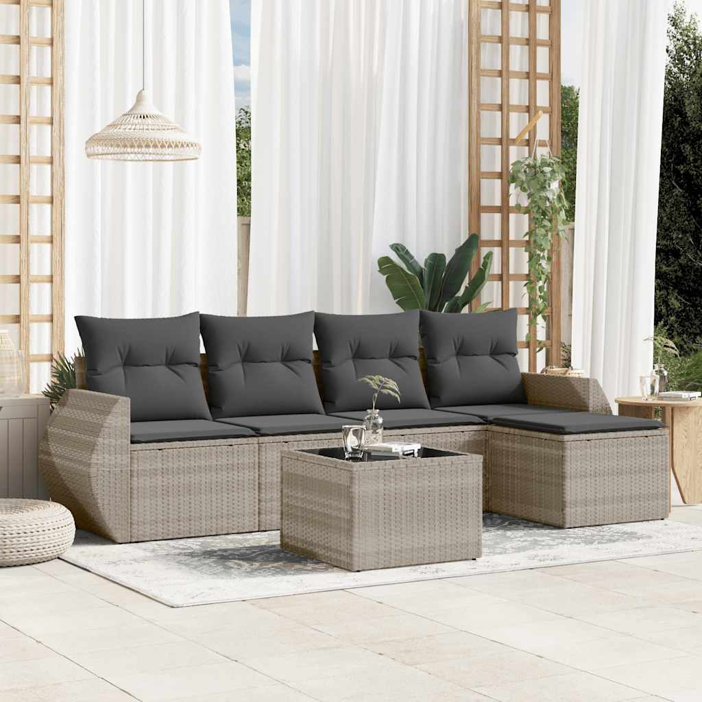 Set Mobilier De Grădină Cu Perne, 5 Piese, , Poliratan