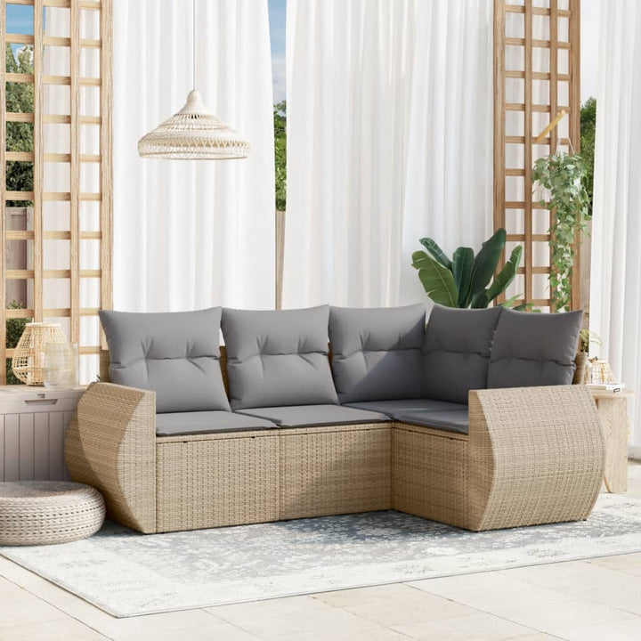 Set Mobilier De Grădină Cu Perne, 4 Piese, , Poliratan