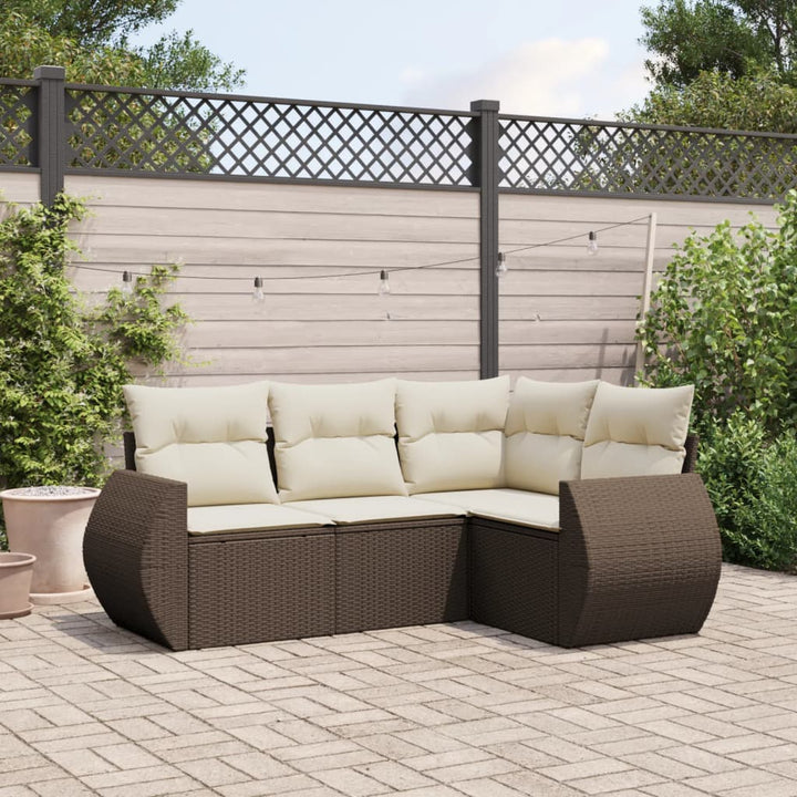 Set Mobilier De Grădină Cu Perne, 4 Piese, , Poliratan
