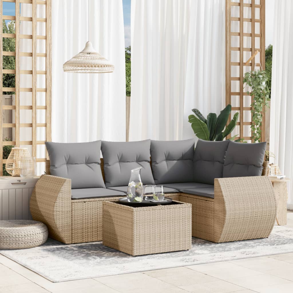 Set Mobilier De Grădină Cu Perne, 4 Piese, , Poliratan