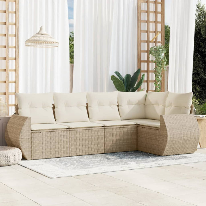 Set Mobilier De Grădină Cu Perne, 5 Piese, Negru, Poliratan
