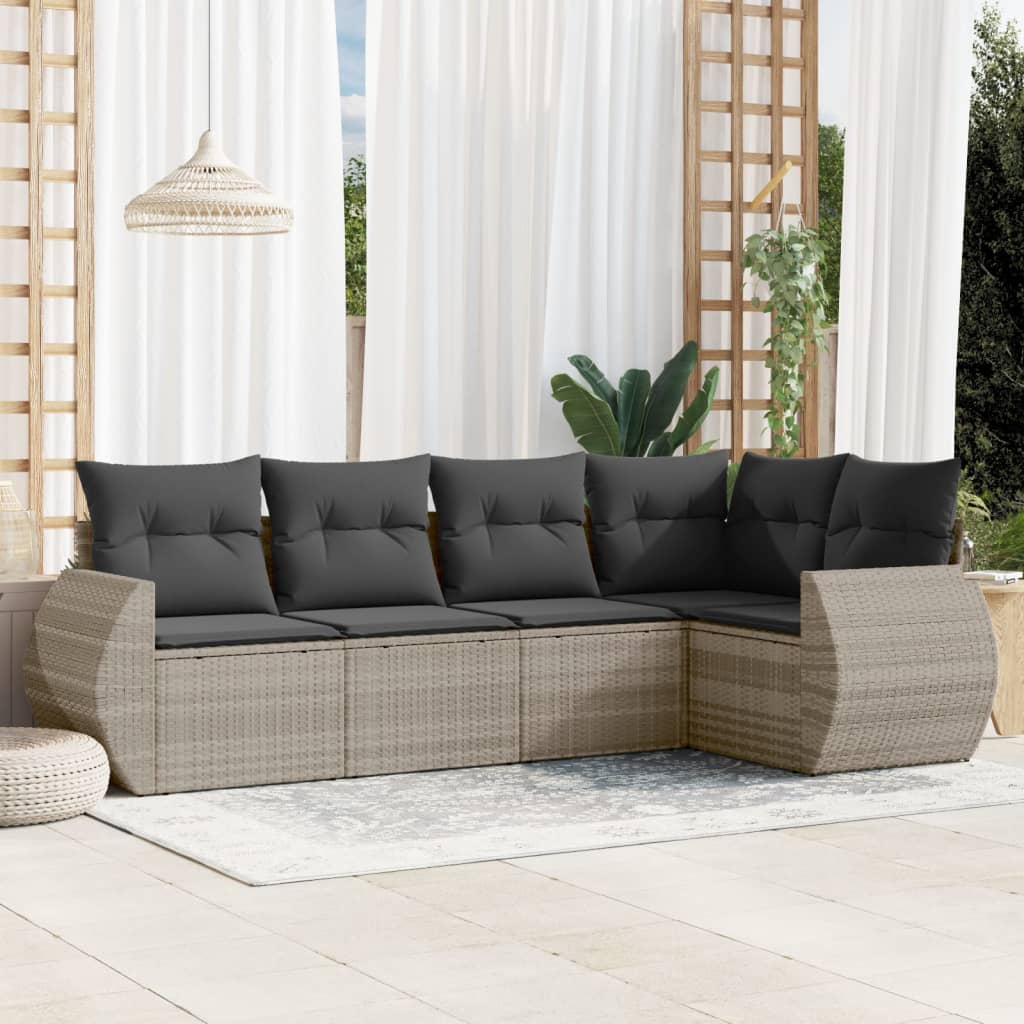 Set Mobilier De Grădină Cu Perne, 5 Piese, Negru, Poliratan