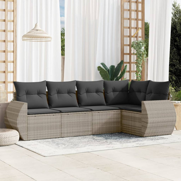 Set Mobilier De Grădină Cu Perne, 5 Piese, Negru, Poliratan
