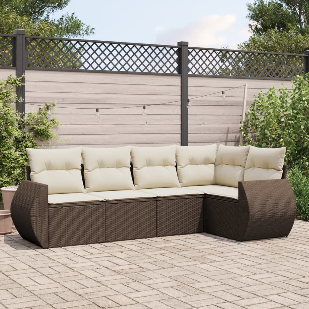 Set Mobilier De Grădină Cu Perne, 5 Piese, Negru, Poliratan