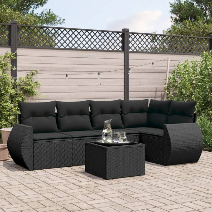 Set Mobilier De Grădină Cu Perne, 5 Piese, Negru, Poliratan