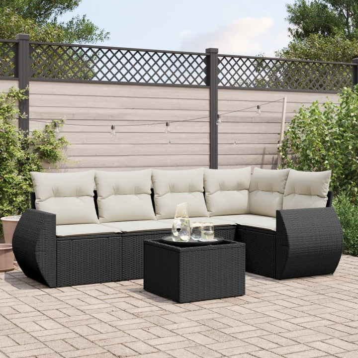 Set Mobilier De Grădină Cu Perne, 5 Piese, Negru, Poliratan