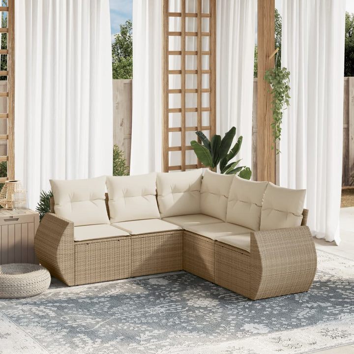 Set Mobilier De Grădină Cu Perne, 5 Piese, Negru, Poliratan