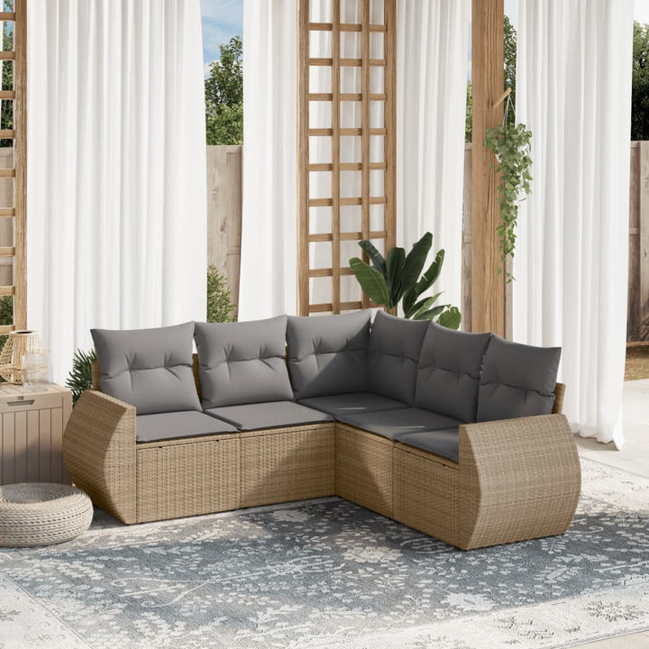 Set Mobilier De Grădină Cu Perne, 5 Piese, Negru, Poliratan