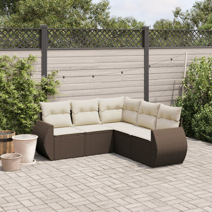 Set Mobilier De Grădină Cu Perne, 5 Piese, Negru, Poliratan