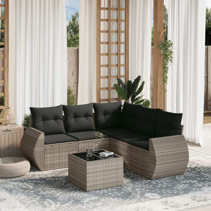 Set Mobilier De Grădină Cu Perne, 5 Piese, Negru, Poliratan