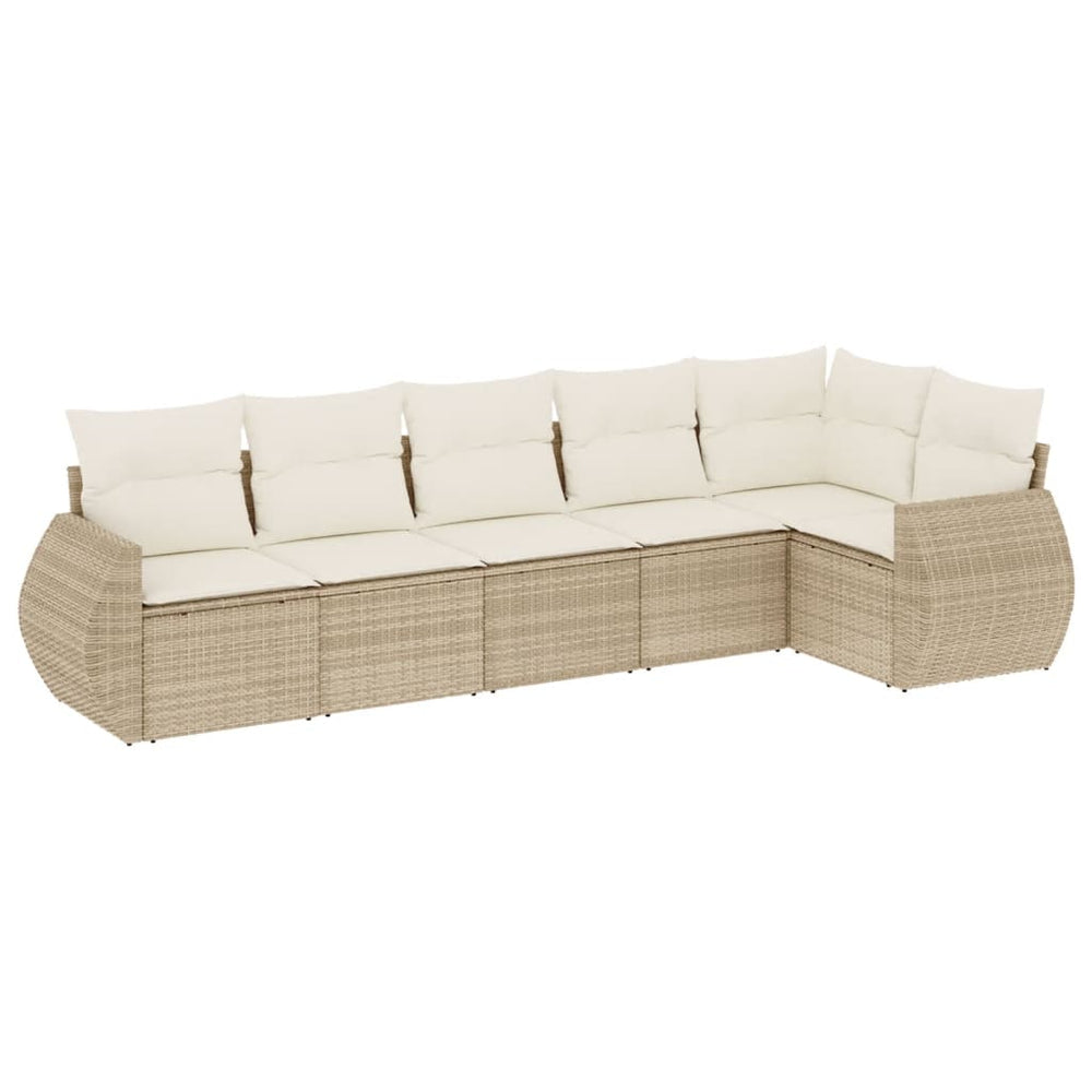 Set Canapele De Grădină Cu Perne, 6 Piese, Bej, Poliratan