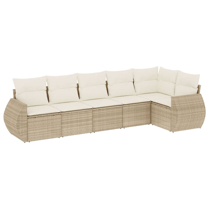 Set Canapele De Grădină Cu Perne, 6 Piese, Bej, Poliratan