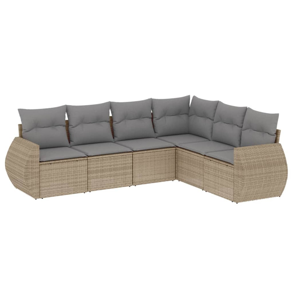 Set Canapele De Grădină Cu Perne, 6 Piese, Bej, Poliratan