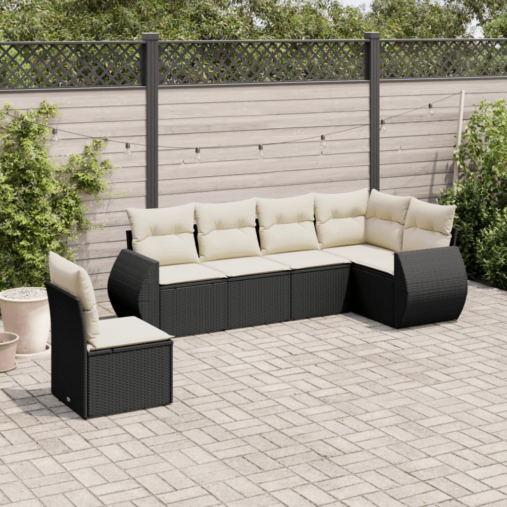 Set Canapele De Grădină Cu Perne, 6 Piese, Bej, Poliratan