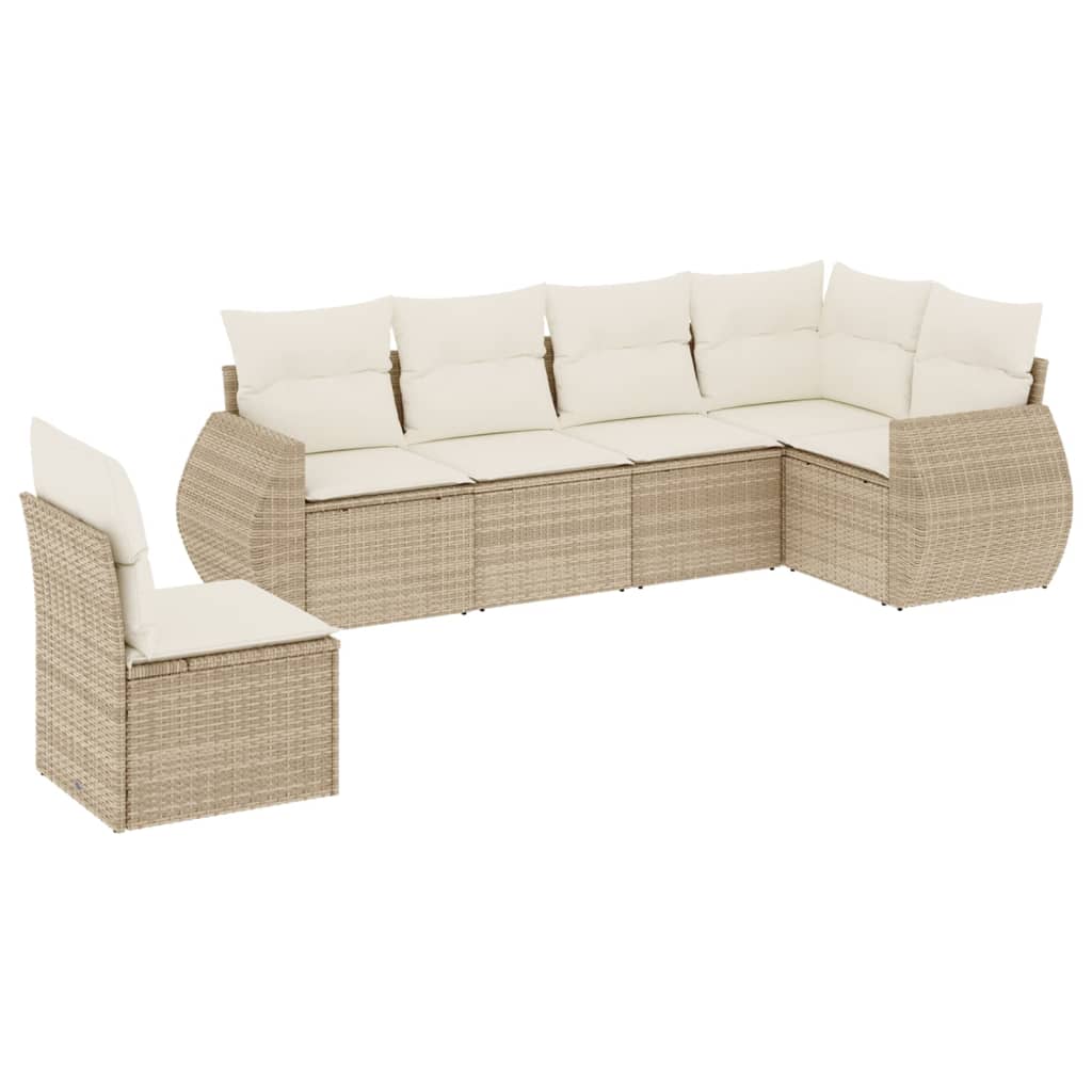 Set Canapele De Grădină Cu Perne, 6 Piese, Bej, Poliratan