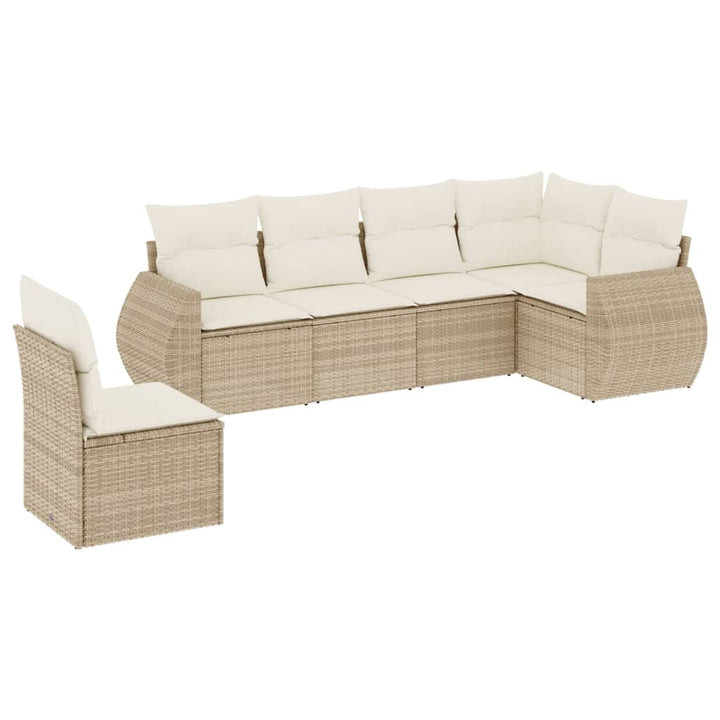 Set Canapele De Grădină Cu Perne, 6 Piese, Bej, Poliratan