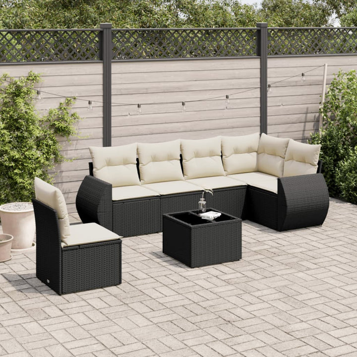 Set Canapele De Grădină Cu Perne, 6 Piese, Bej, Poliratan