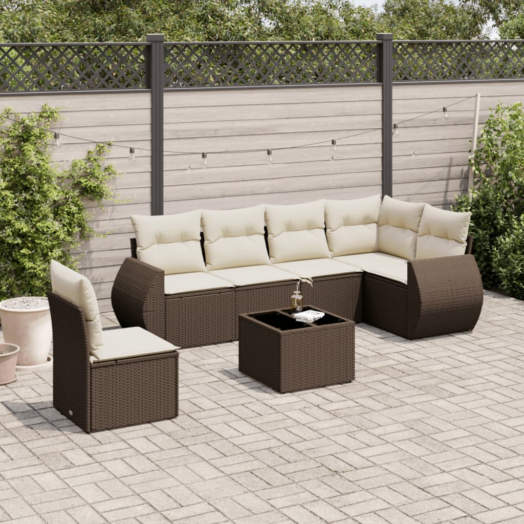 Set Canapele De Grădină Cu Perne, 6 Piese, Bej, Poliratan