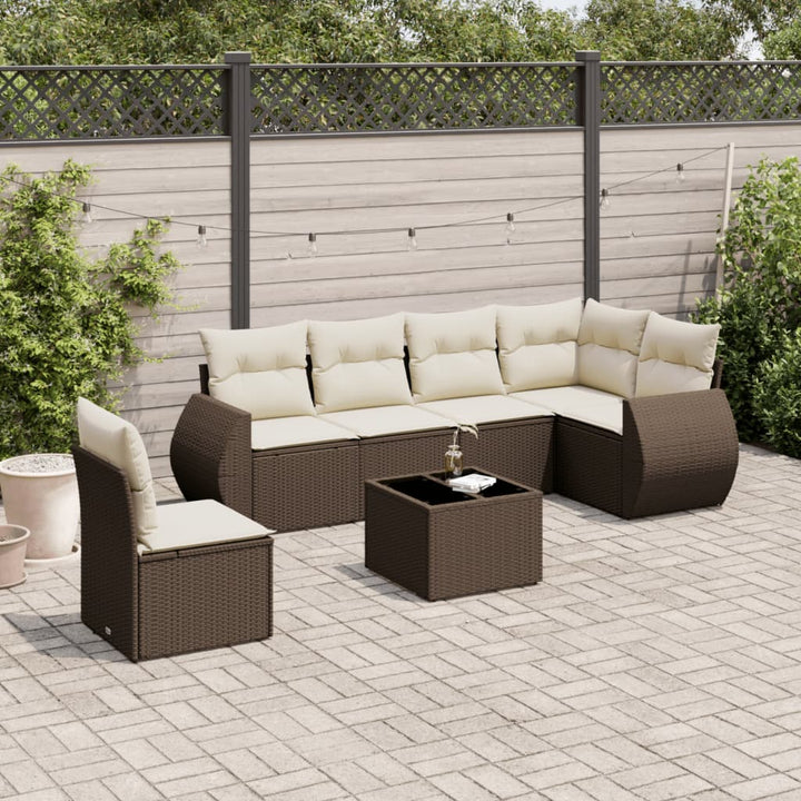 Set Canapele De Grădină Cu Perne, 6 Piese, Bej, Poliratan