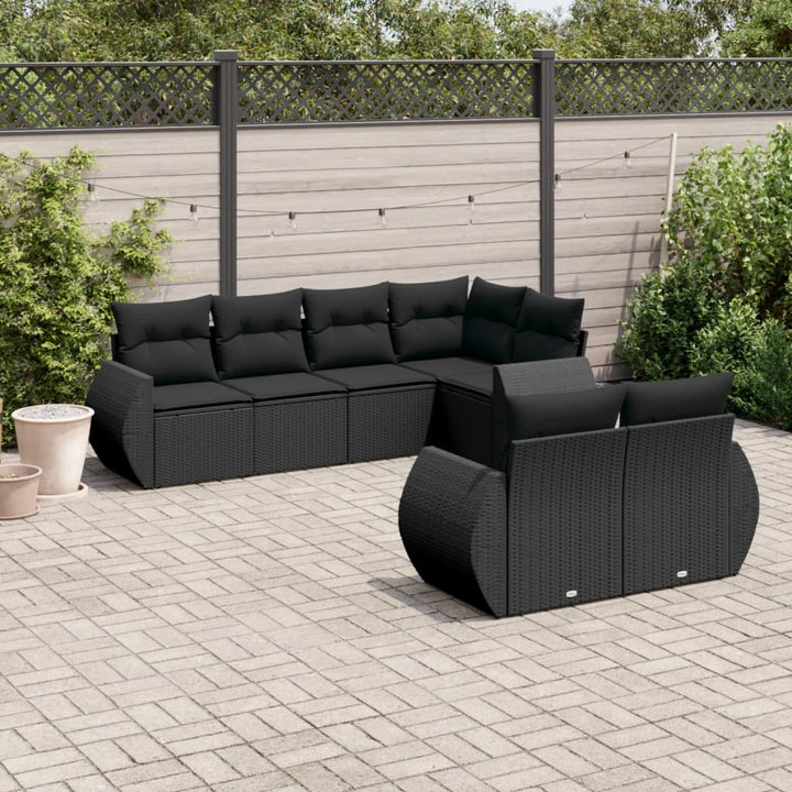 Set Canapele De Grădină, 7 Piese, Cu Perne, Bej, Poliratan