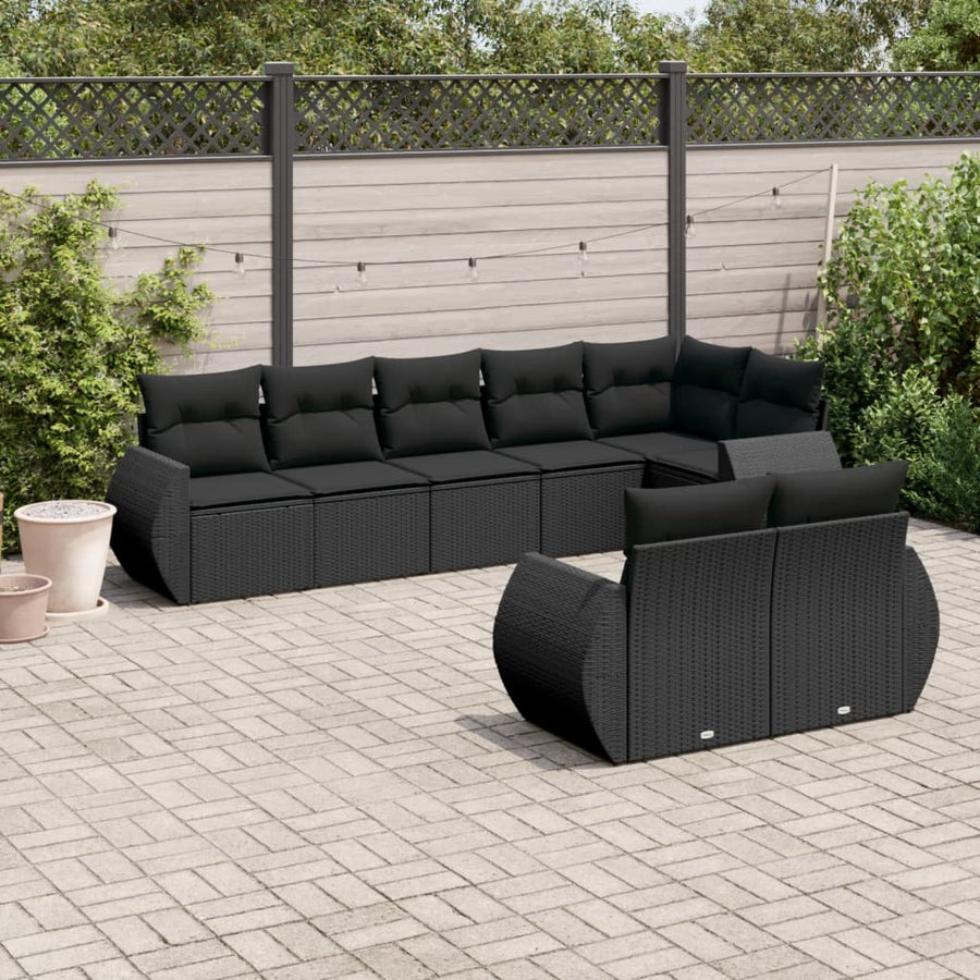 Set Mobilier De Grădină Cu Perne, 8 Piese, , Poliratan
