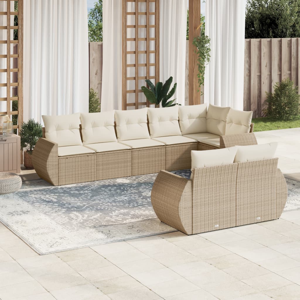 Set Mobilier De Grădină Cu Perne, 8 Piese, , Poliratan
