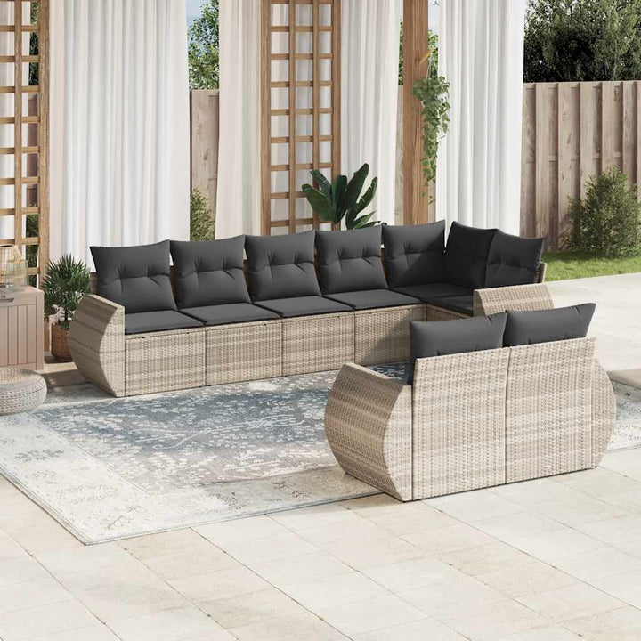 Set Mobilier De Grădină Cu Perne, 8 Piese, , Poliratan