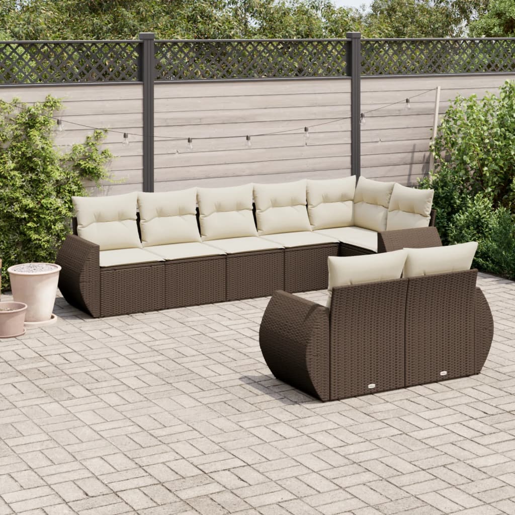 Set Mobilier De Grădină Cu Perne, 8 Piese, , Poliratan