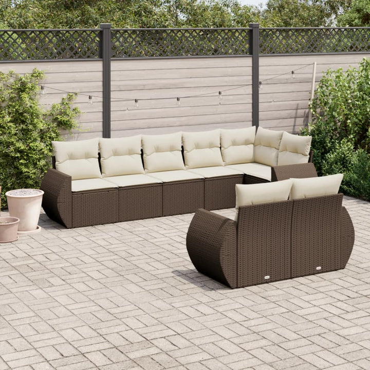 Set Mobilier De Grădină Cu Perne, 8 Piese, , Poliratan