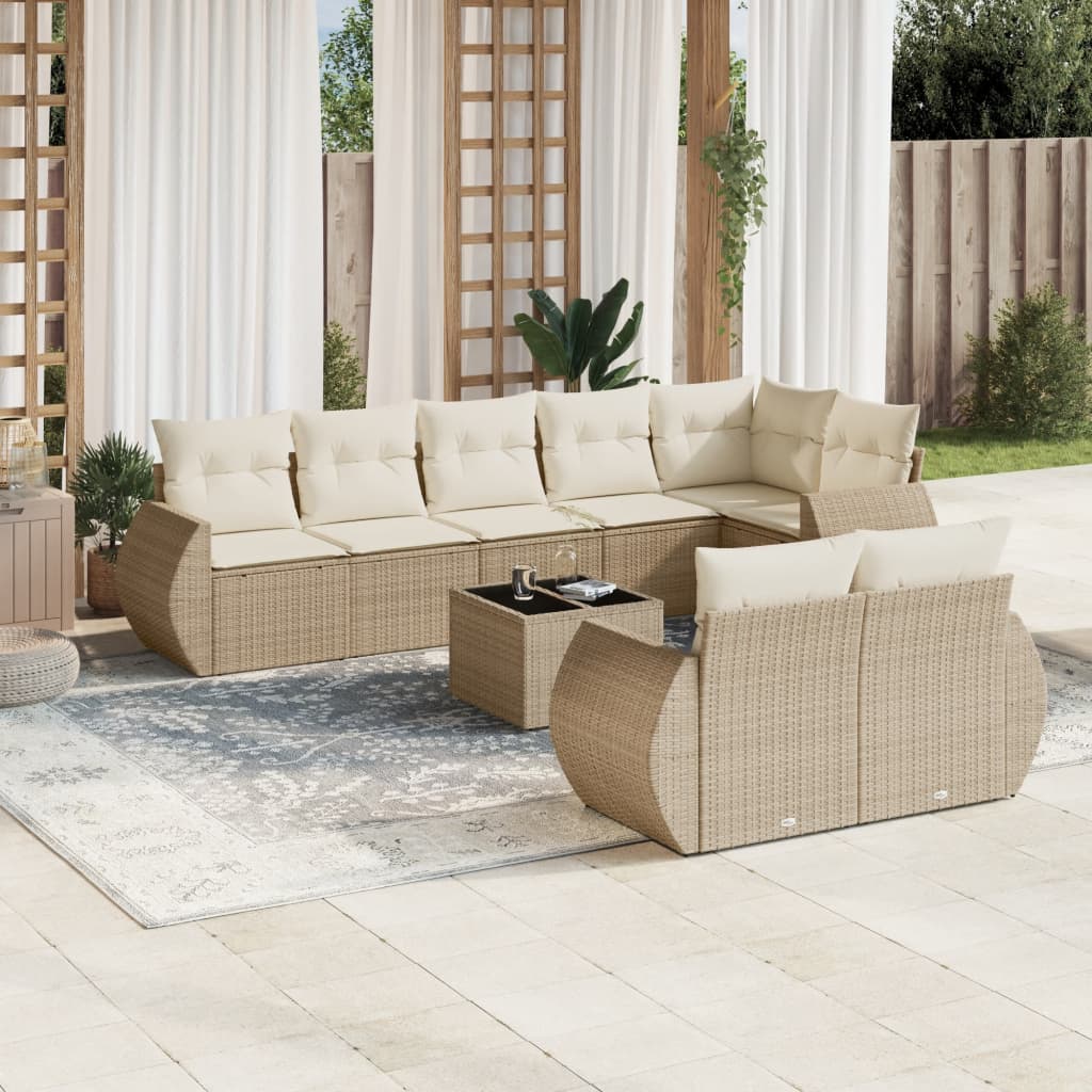 Set Mobilier De Grădină Cu Perne, 8 Piese, , Poliratan