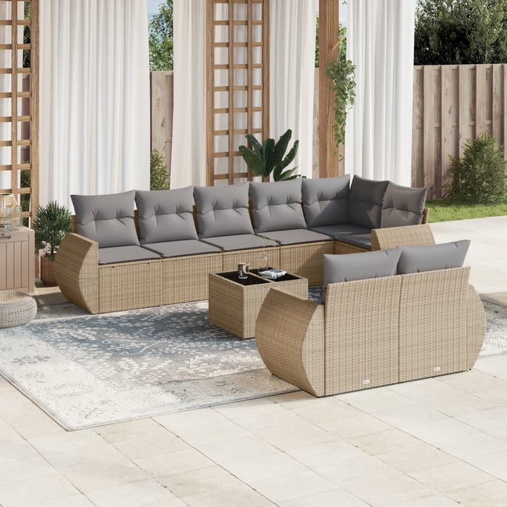 Set Mobilier De Grădină Cu Perne, 8 Piese, , Poliratan