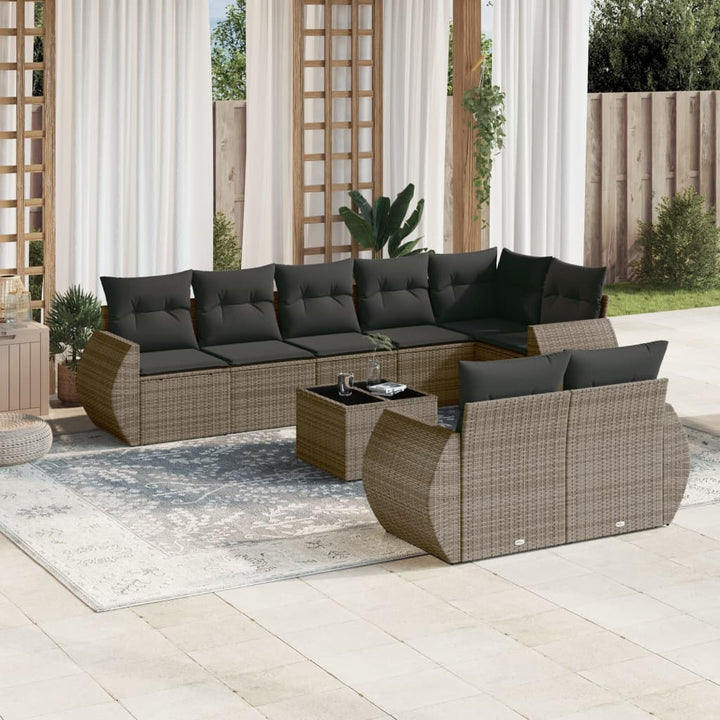 Set Mobilier De Grădină Cu Perne, 8 Piese, , Poliratan