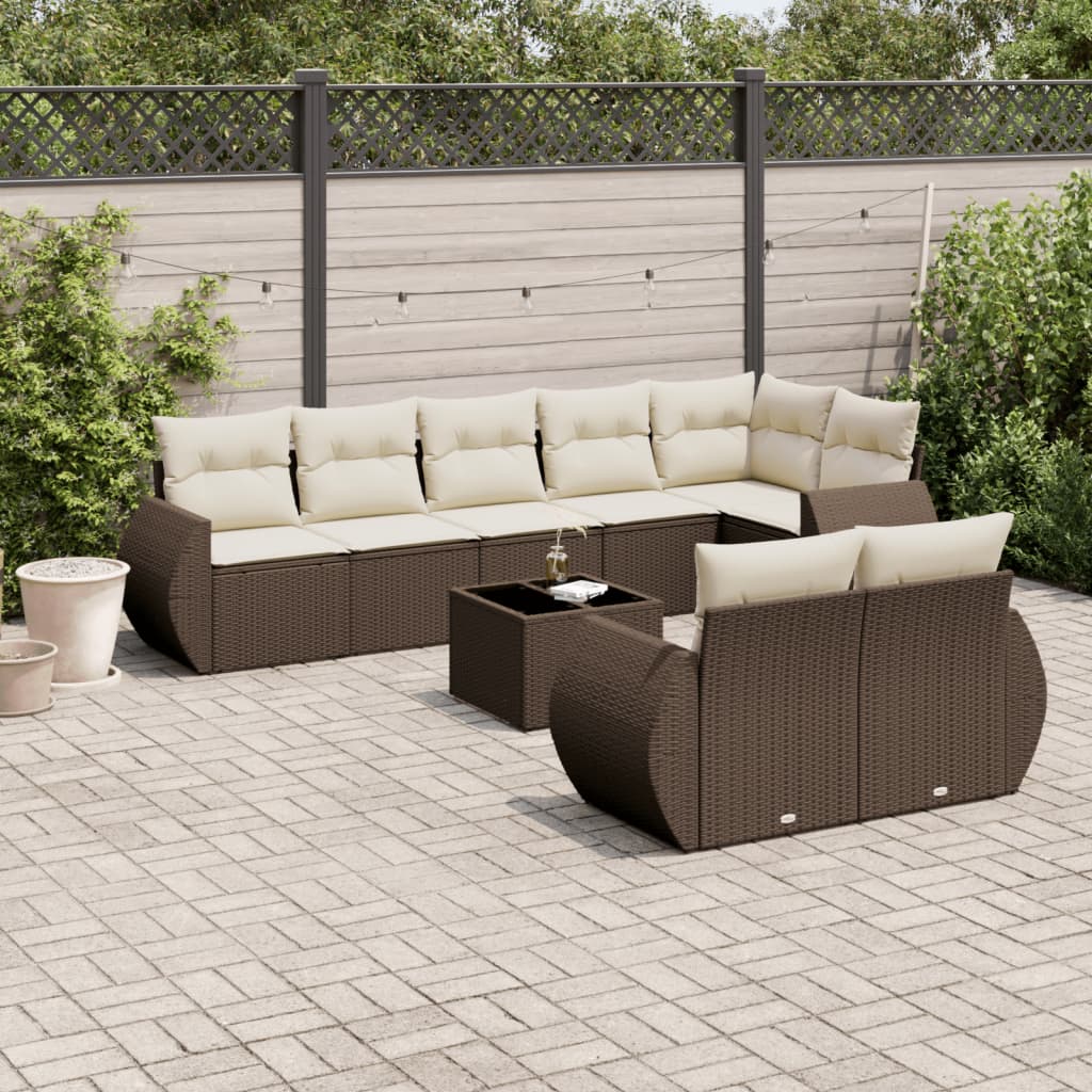 Set Mobilier De Grădină Cu Perne, 8 Piese, , Poliratan