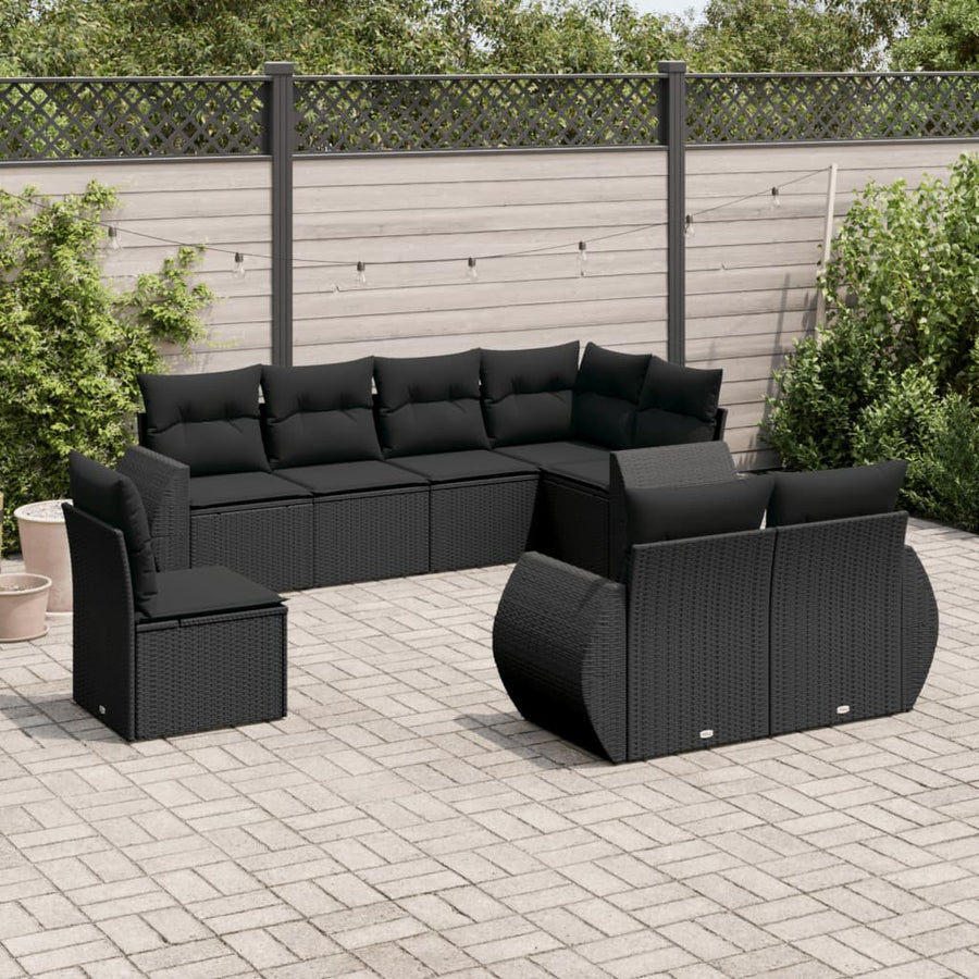Set Mobilier De Grădină Cu Perne, 8 Piese, , Poliratan