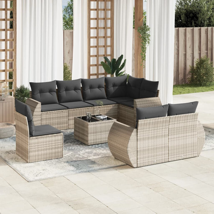 Set Mobilier De Grădină Cu Perne, 8 Piese, , Poliratan