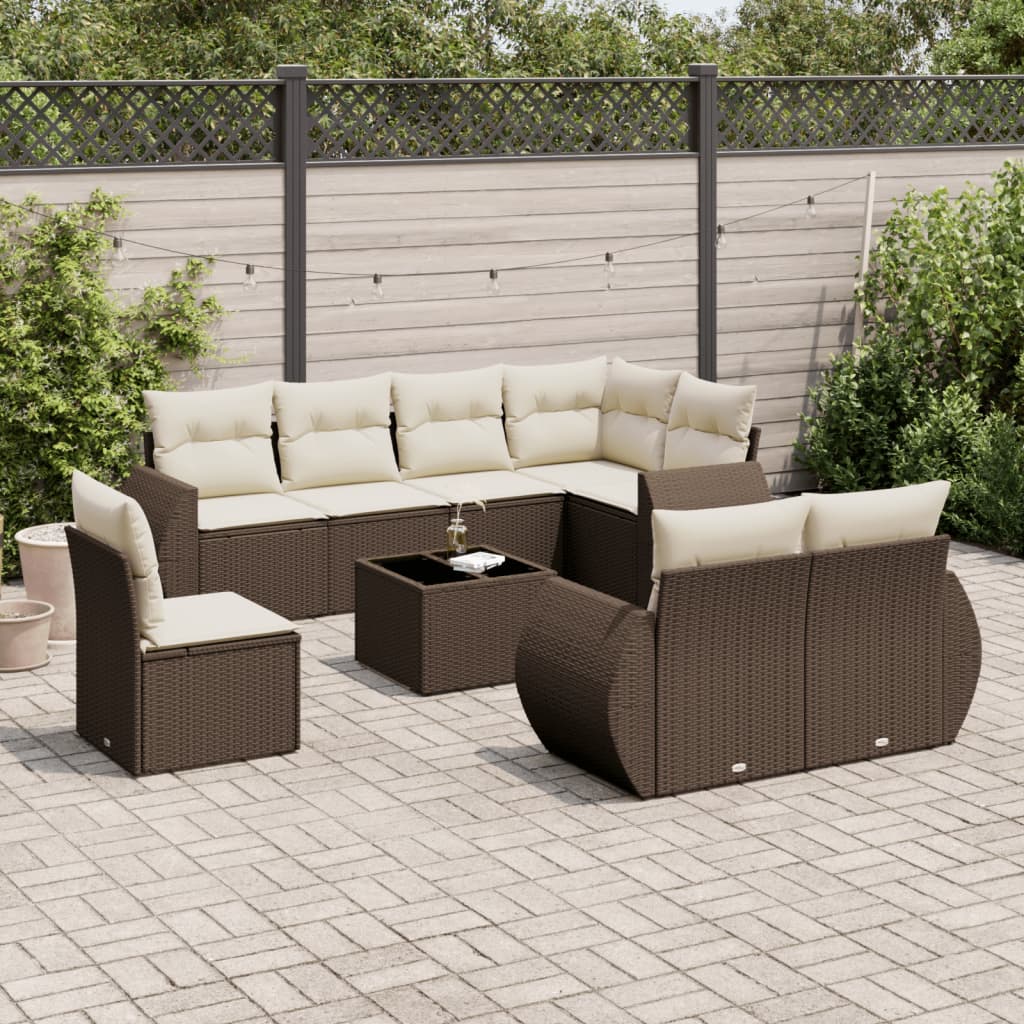 Set Mobilier De Grădină Cu Perne, 8 Piese, , Poliratan