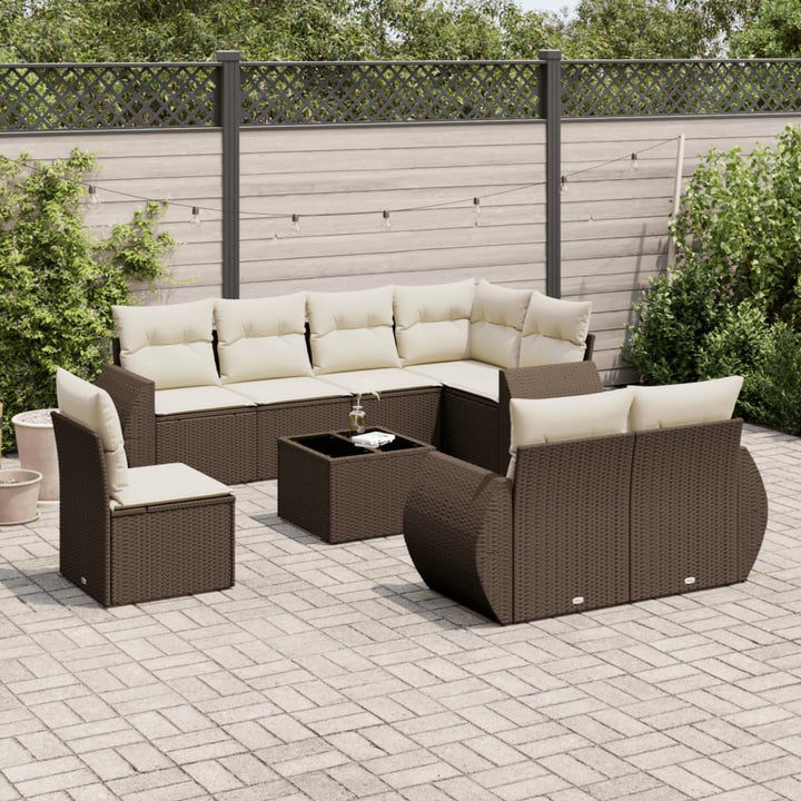 Set Mobilier De Grădină Cu Perne, 8 Piese, , Poliratan