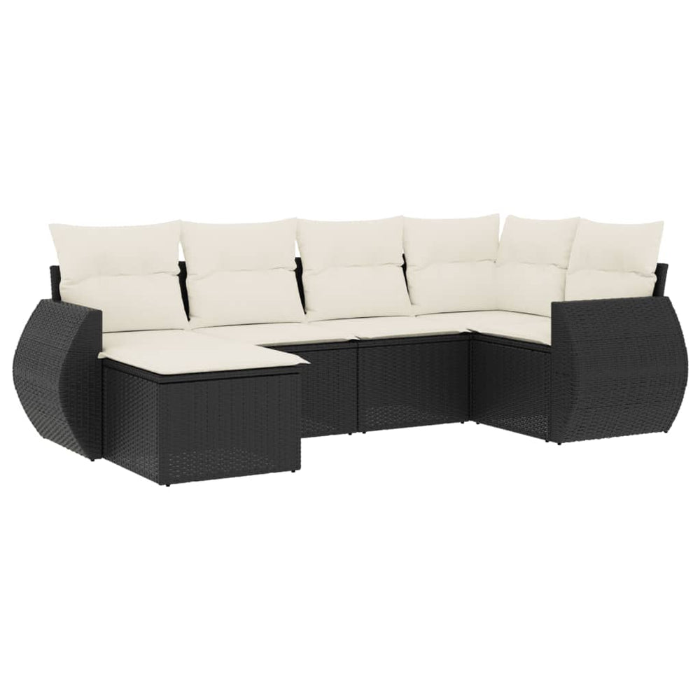 Set Mobilier De Grădină Cu Perne, 6 Piese, Negru, Poliratan