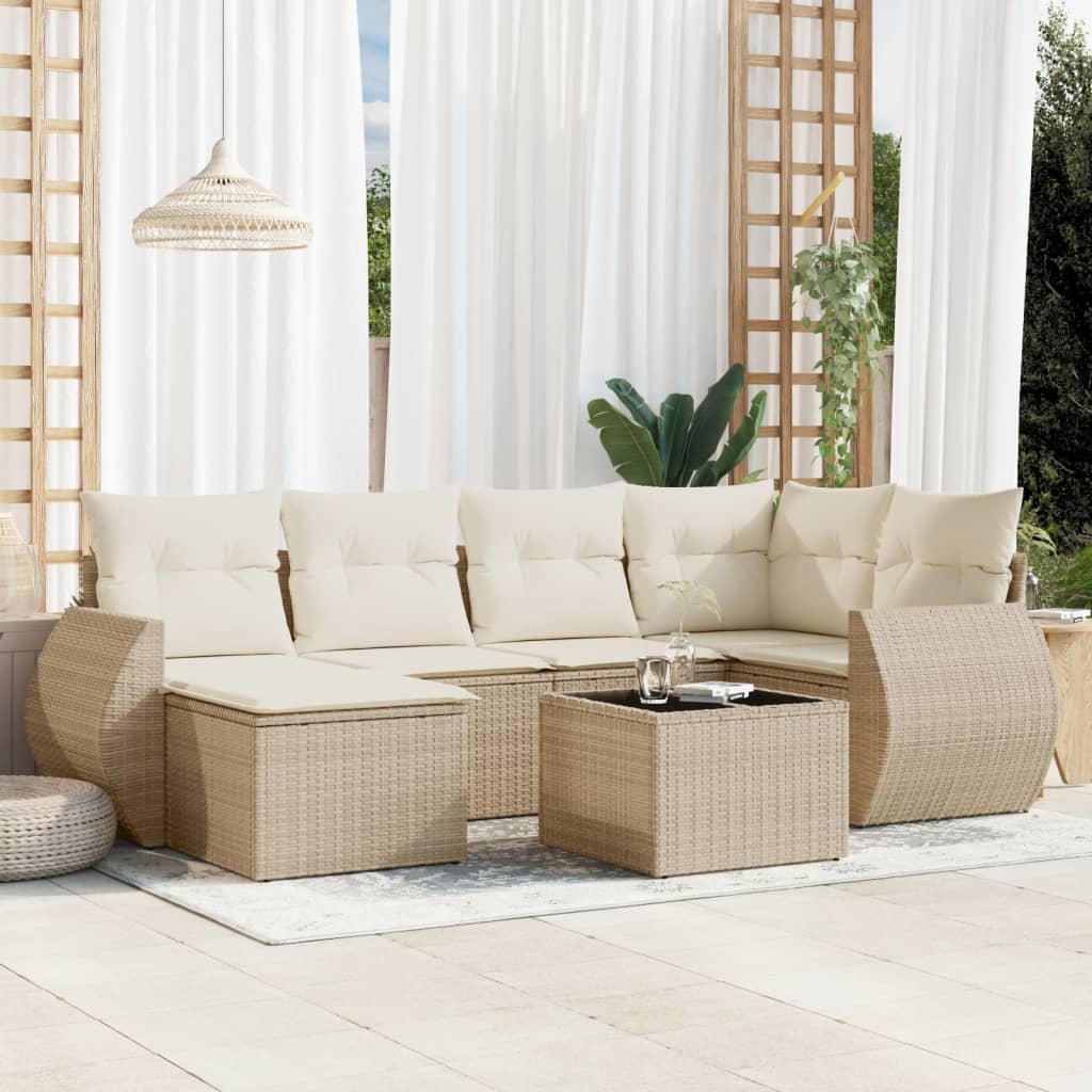 Set Mobilier De Grădină Cu Perne, 6 Piese, Negru, Poliratan