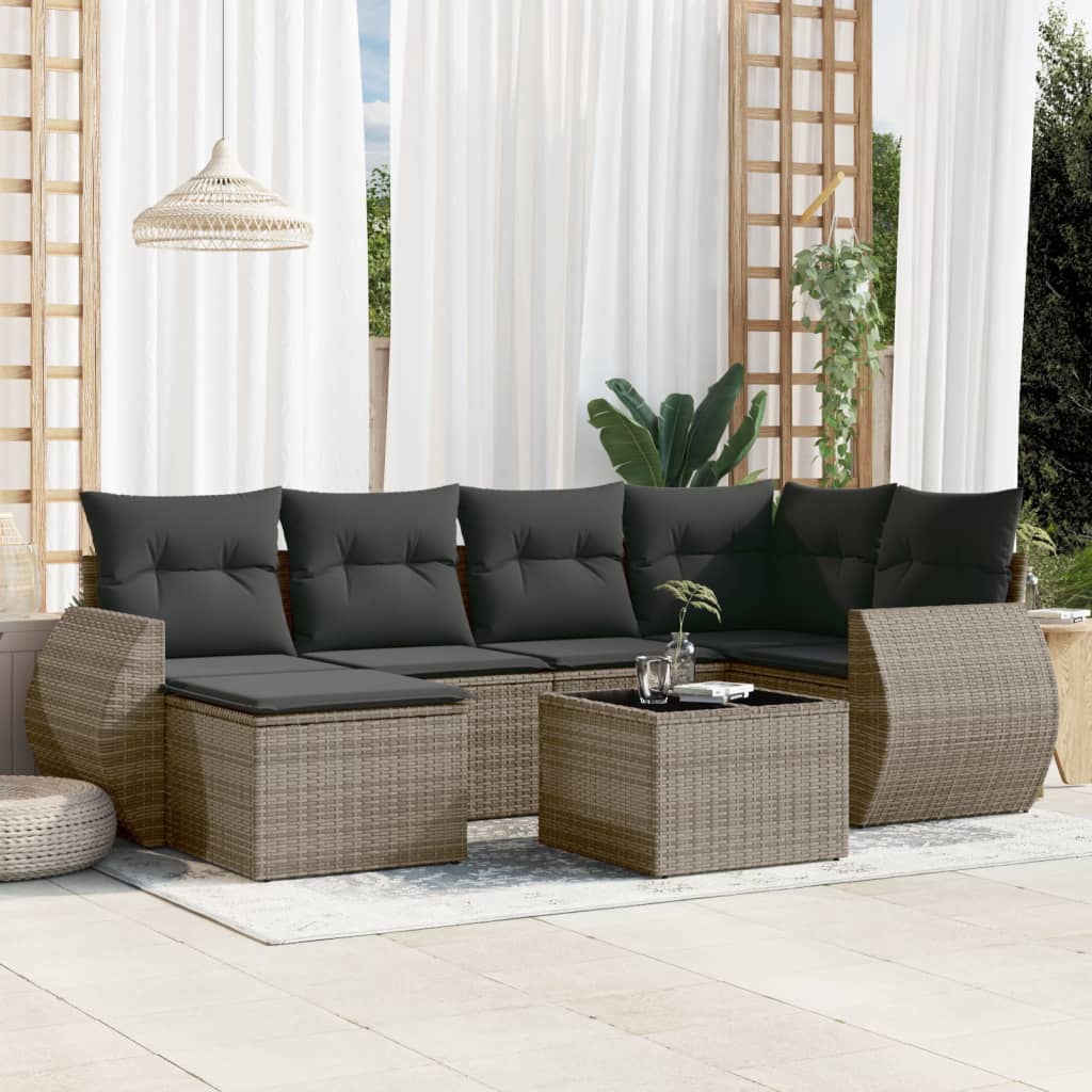 Set Mobilier De Grădină Cu Perne, 6 Piese, Negru, Poliratan