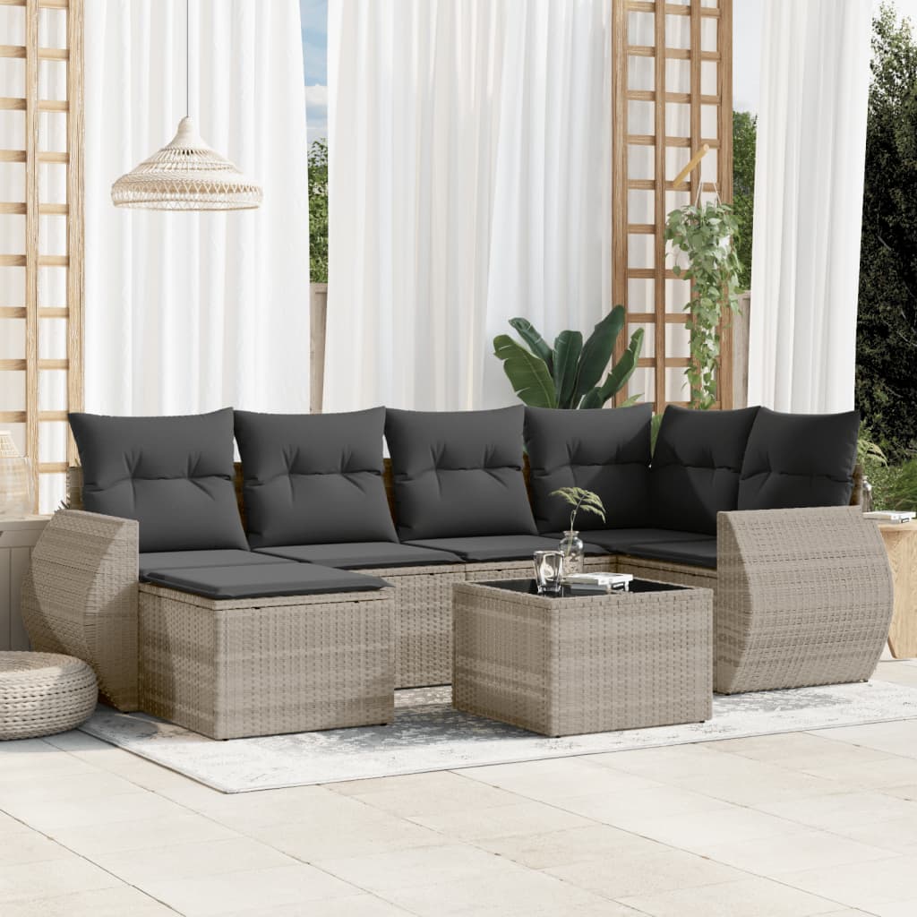 Set Mobilier De Grădină Cu Perne, 6 Piese, Negru, Poliratan