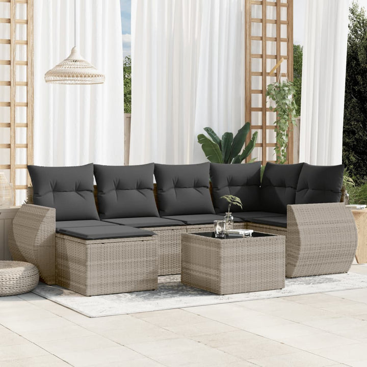 Set Mobilier De Grădină Cu Perne, 6 Piese, Negru, Poliratan