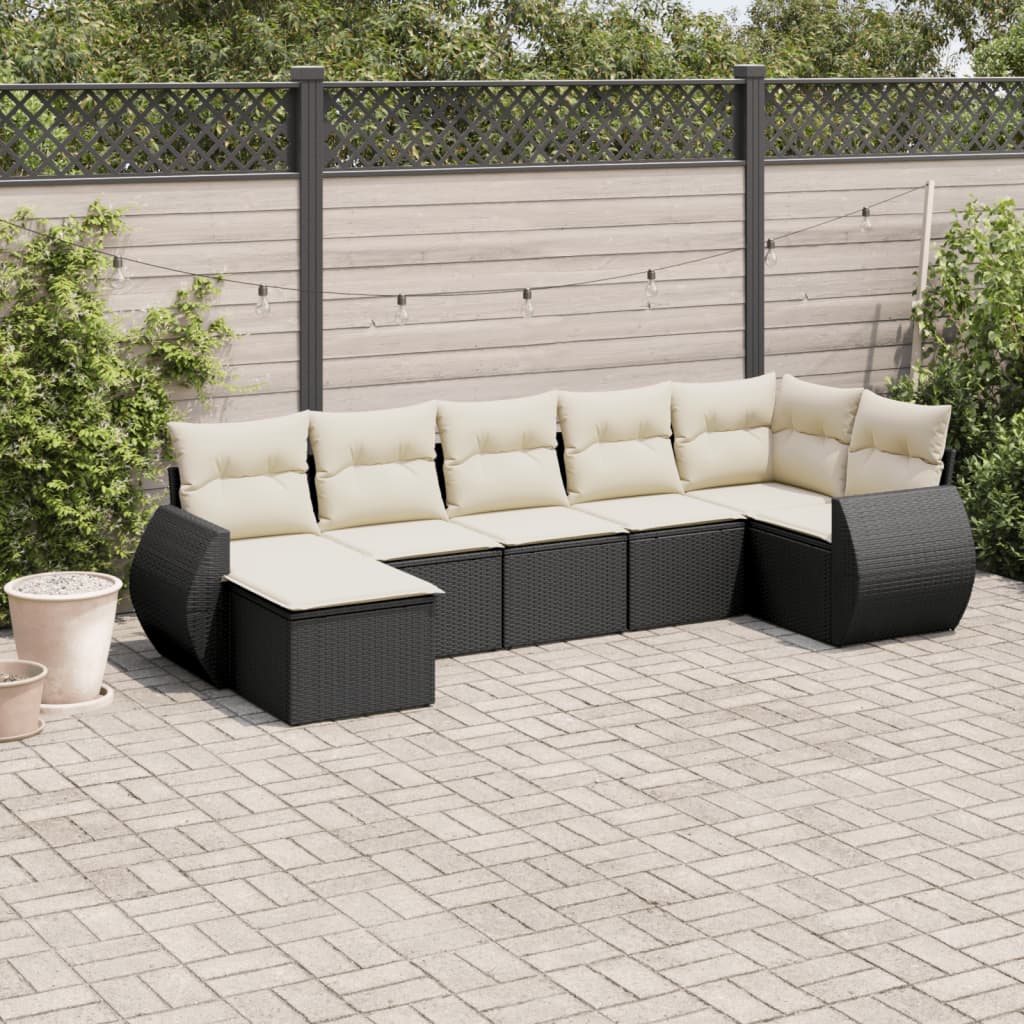 Set Canapele De Grădină Cu Perne, 7 Piese, , Poliratan